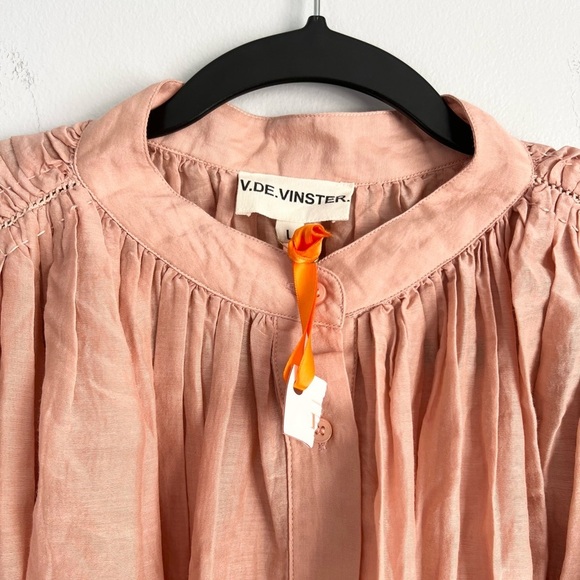NWT! V.DE.VINSTER Size L • Powder Pink Lily Boho Button Down Blouse Top. - Picture 5 of 7